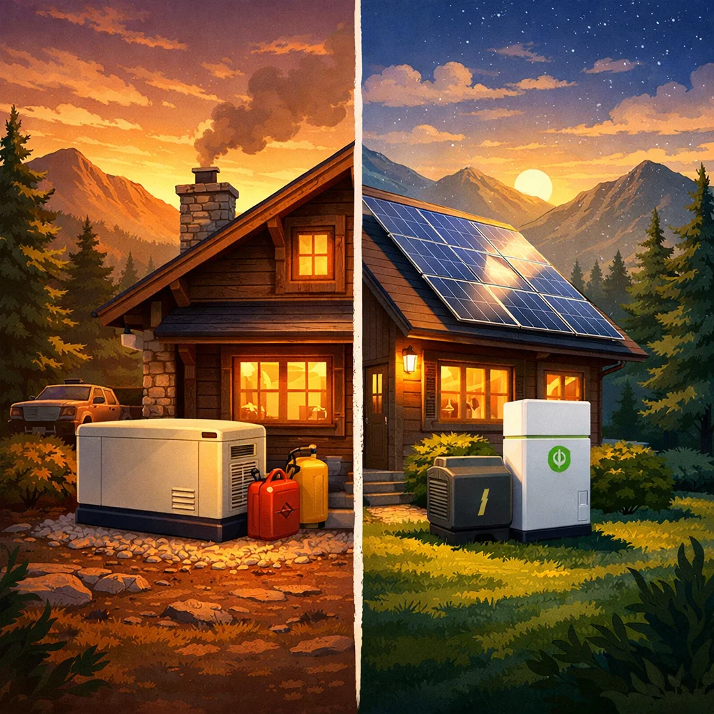 Generator vs battery backup illustration